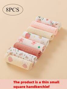 8片装轻薄透气单层婴儿围兜，可作喂食湿巾，多用途抹布，四季皆宜 - 彩色 - 查看 10