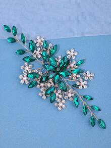 1件女士优雅水晶编织手工发箍，新娘婚礼派对配饰礼品 - 綠色 - 查看 4