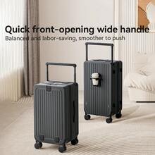 20/24-Inch Premium Hard-Shell Carry-On + Checked Luggage Set (With USB Combination Lock) - Pop-Up Aluminum Telescopic Handle, Multi-Directional Wheels, Laptop Compartment Pocket, High-End Stylish Durable Hard-Shell Suitcase, Ideal For Travel And Business - Graphite - View 4