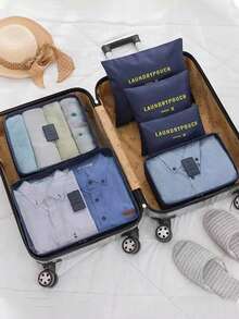 6pcs Travel Luggage Organizer Bags, Suitcase Packing Cubes, Shoe Bag, Clothes & Underwear Pouches, Unisex - Multicolor - View 3
