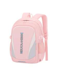 1pc Casual Backpack, Unisex, Lightweight & Water-Resistant, With Luggage Strap & Back Pocket, Fits 15.6" Laptop, Available In White/Purple/Black/Pink - Multicolor - View 13