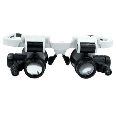 Hands-Free Headband Magnifier, LED Lighted Magnifying Glass, Suitable For Jewelry, Eyelash Extension, Welding, Handicrafts, Cross-Stitch (No Battery)