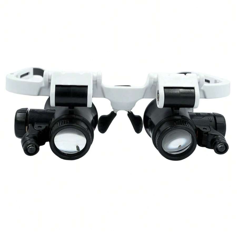 免手持头戴式放大镜，LED照明放大镜，适用于珠宝制作、睫毛嫁接、焊接、手工艺、十字绣（不含电池） - 白色 - 查看 1