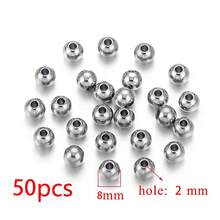 50 Pcs Handmade DIY Jewelry Components [3-8mm] Stainless Steel Small Round Beads Round-Hole Punch Beads Precision Bracelet & Necklace Components DIY Beaded Jewelry Accessories - Silver - View 7