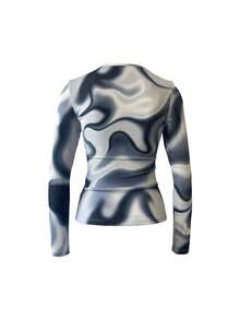 1pc Spring/Summer Fashionable Printed Fitted Women Top, Ideal Urban Style Choice - Multicolor - View 4