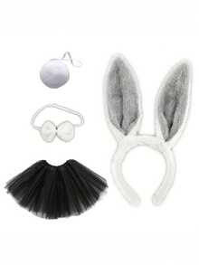 D EXCEED 4/5件套女士复活节兔子角色扮演服装配饰 – 兔耳朵头箍、领结、袖口、兔尾巴、渔网袜 – 女士 – 适用于万圣节、角色扮演大会、主题派对和装扮活动 - 彩色 - 查看 21