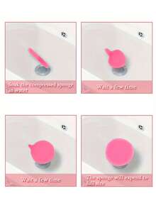 60 Pieces Of Compressed Facial Cleansing Sponge, Natural Cellulose Beauty SPA Sponge, Suitable For Beauty Care, Facial Cleansing, Exfoliation Masks And Makeup Removal - Pink - View 6