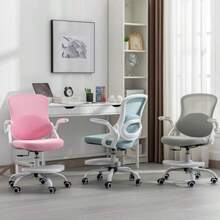 Silla de computadora para niños silla de estudio ergonómica con altura ajustable silla de computadora giratoria de malla con ruedas silla de oficina en casa para niños en el recámara del hogar - Rosado - Ver 6