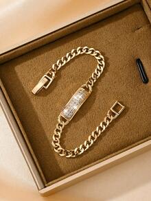 1pc Copper Inlaid Zirconia Elegant Cute Full Diamond Children's Bracelet, Suitable For Girls/Boys/Family/Friends, Multifunctional, Luxury, Party, Banquet, Holiday, Christmas, Thanksgiving, Halloween, Gift - Yellow Gold - View 4