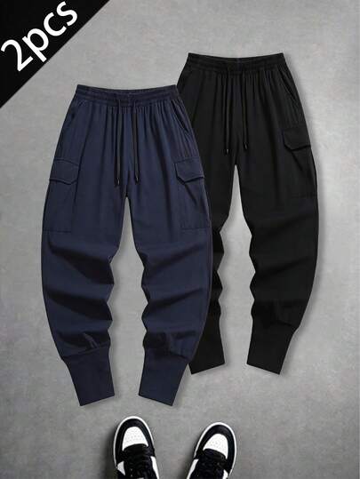Men's Lightweight Multi-Pocket Cargo Pants, Comfortable Casual Outdoor Sports Trousers, Spring/Summer