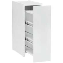 White Vanity Unit With Ceramic Basin – Freestanding Bathroom Unit With 2 Drawers And An Open Compartment, High-Quality Lacquered MDF Panel, Gold Handles, Without Tap Or Drain - White - View 9
