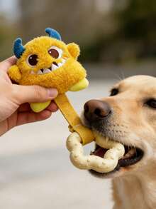 带内置哨子的吱吱作响的狗狗磨牙玩具，星形硅胶磨牙环，表面有纹理凸点，可清洁牙齿并按摩牙龈，适合中小型犬猫，宠物用品，宠物玩具 - 彩色 - 查看 6