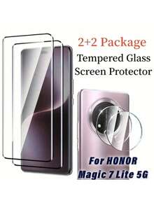 2+2pcs High Definition Tempered Glass Screen Protector And Camera Lens Protector For Honor Magic 7 Pro 5G/ Magic 7 Lite /Magic 7, Curved Full Coverage, Bubble-Free, Clear, Specially Designed For Honor Magic Series Screen Protection Essentials, Applicable To Daily Shield, Office, Home Daily Shield Office Home Phone Screen Protector Phone Accessories Waterproof Shockproof Anti-Fall Scratch Resistant - Clear - View 3