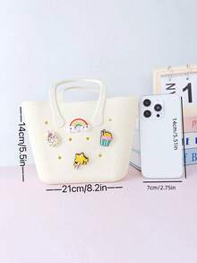 1PC Mini Children Silicone Solid Color Flower Hollow DIY Detachable Handbag Summer Beach Bag Mini Bag Handbag - Nhiều màu - Xem 7
