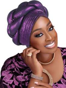 1pc Shiny Woven Headwrap, African Style 3D Twist Design, Multi-Color Options, Unique Vibe For Party & Daily Wear Hair Sleep Cap Sleep Bonnet - Multicolor - View 5