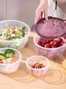 8件套（4个容器+4个盖子）紫色和绿色透明食品外卖盒，厨房储物盒，蔬果保鲜盒，微波炉圆形午餐盒，适用于食堂、露营、野餐，塑料材质，可存放肉类、海鲜、韩式泡菜、水果、面包、便当盒和午餐盒，旅行外卖食品容器，食品储物容器，也是理想的圣诞礼物之选。 - 彩色 - 查看 4
