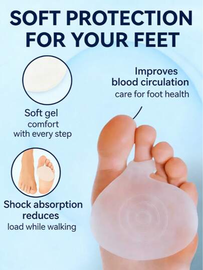 1 Paio di cuscinetti trasparenti in gel per l'avampiede, cuscinetti antiscivolo per l'avampiede, cuscinetti confortevoli per l'avampiede con tacco alto, protettori per suole delle scarpe, solette in gel morbido adatte per tacchi alti da donna e scarpe sportive da uomo, adatte per l'uso quotidiano in estate