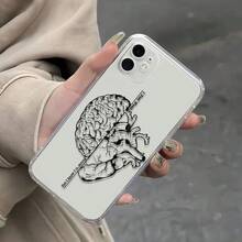 Funda minimalista en blanco y negro para teléfono con patrones de órganos humanos, compatible con varios  del 11 al 17. Ofrece un agarre cómodo, protección total de la lente y no cambia de color. Esta funda es un regalo perfecto para Navidad. - transparente - Ver 3