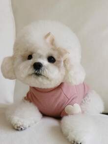 1pc HUITAIYANG Pet Hoodie, 4-Season Pet Clothes, Soft Comfortable Breathable Pet Top, Pet T-Shirt For Cats & Dogs, Heart Print Pet Apparel, Suitable For Small & Medium Pets - Multicolor - View 7