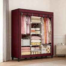 LÈRFM [MXBTG-]Guardarropa de Acero Inoxidable Plegable, Almacenamiento de Ropa, Acabado de Dormitorio - Rojo - Ver 2