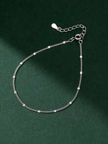 1pc S925 Sterling Silver Minimalist Circular Sequin Bracelet, Versatile Daily Style, Ideal Gift For Girlfriend, Mom And Sister - Bracelet - View 4