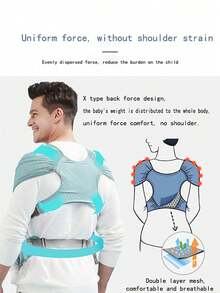 LELE LON 多功能婴儿背带背包，新生儿背巾，透气网眼交叉式简易婴儿背带，X型婴儿育儿背带背包 - 綠色 - 查看 11