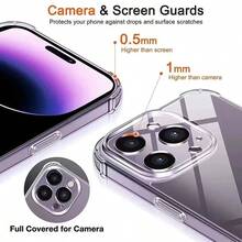 2 Pieces Set:One Large-Hole Air Cushion Case For An Apple + One Silk-Screened Lens Film, Suitable For IPhone 16, 16 Plus, 16 Pro, 16 Pro Max, 15, 15 Plus, 15 Pro, 15 Pro Max. Black Anti-Drop Case, Phone Case, Phone Protective Cover - Clear - View 4