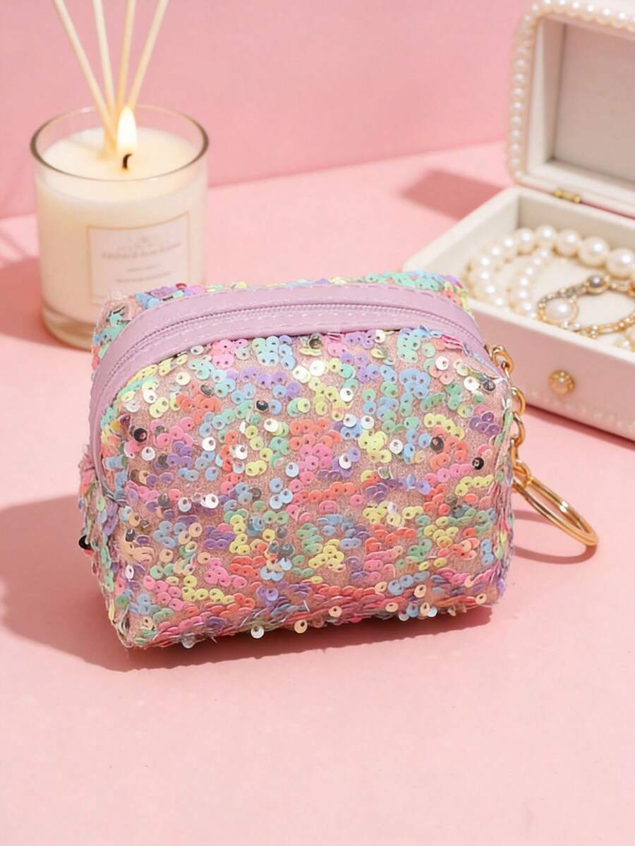 Sequin Coin Purse - 1pc Mini Wallet Small Storage Bag Change Purse - Multicolor - View 1