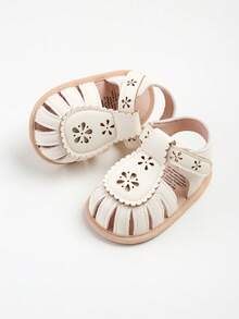 婴儿女童夏季凉鞋新生儿幼儿学步鞋婴儿床裙鞋 - 白色 - 查看 10