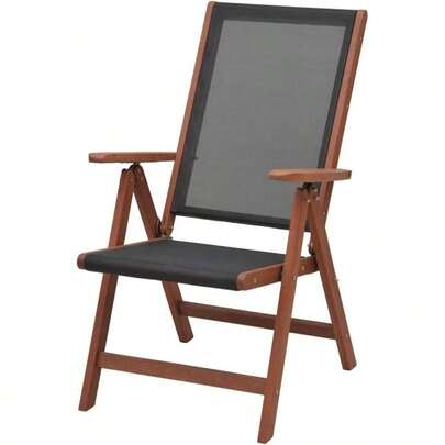 折りたたみガーデンチェア 幅62×奥行65×高さ105cm フォールディングチェア 木製 リクライニング7段階 メッシュ仕様 お庭 ベランダ テラス バルコニー MFC - 259D(BK) ブラック