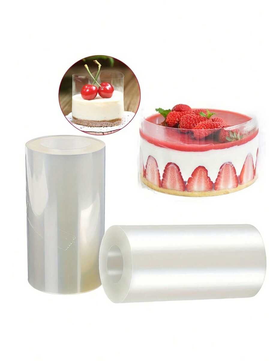 1pc Transparent Acetate Fiber Cake Edging, Transparent Cake Roll, Elegant Cake Packaging, Edge Decor, Cake Wrap Film, Cake Surrounding Film, Mousse Cake Slice, DIY Cake Edging, For Baking Decoration, Shake Card Making, Suitable For New Year, Valentine's Day, Mother's Day, Wedding And Other Gatherings