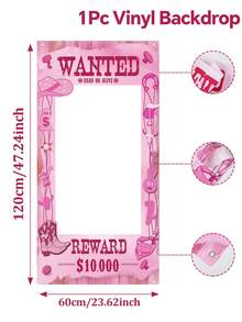 1件粉色牛仔主题摄影背景布，西部牛仔主题派对背景装饰用品，悬赏主题相框背景布，生日派对背景装饰横幅，生日派对摄影背景装饰，摄影道具，生日礼物派对礼品 - 粉紅色牛仔 - 查看 8