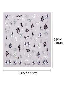 2张黑白美甲贴纸，蛇纹月亮哥特风女式美甲，DIY闺蜜礼物。美甲用品 - 黑與白 - 查看 8