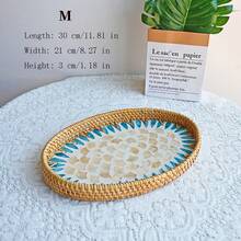 1个波西米亚风格编织贝壳水果托盘 - 装饰首饰和茶叶收纳盒 - 黃色 - 查看 14