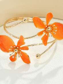 Pulsera joyería con decoración de flores multicapa - Naranja - Ver 2