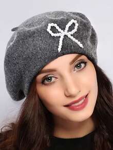1pc Women's Wool Beret Hat With Bow Decor - Breathable Soft Casual Fashion Hat, Available In Multiple Colors - Bow-tie Beret - View 13