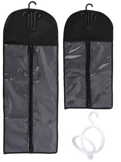 一套带挂钩的假发收纳袋，可收纳多顶假发。防尘整理袋，带挂钩，适用于假发。