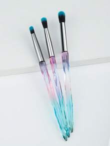 3pcs Eye Shadow Brush Makeup Brush Transparent Crystal Diamond Plastic Handle Eye Brush Smudge Brush Set Nose Shadow Brush Concealer Brush Portable Soft Hair Professional Makeup Tools. - Multicolor - View 6