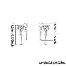 1pc Fashionable Unique Hanging Elegant 925 Sterling Silver Cubic Zirconia Heart Stud Earrings, Suitable For Women To Wear On Vacation, Party, Wedding, And Daily Occasions - Silver - View 7