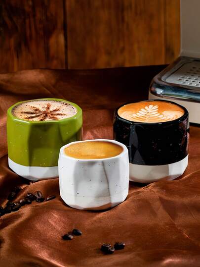 Ceramiczna filiżanka do espresso z Bliskiego Wschodu, kreatywny wielościenny kształt, ostre krawędzie, minimalistyczny, wysokiej jakości design, wypalana w wysokiej temperaturze, wygodna w dotyku, filiżanka do herbaty/na wodę, odpowiednia do biura, domu, kawiarni, idealna do użytku osobistego lub na prezent