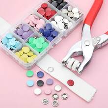 50/100/200pcs Colorful Solid & Hollow Snap Buttons, Stainless Steel Pliers Snap Fastener Kit, Suitable For Crafts, Sewing, Handmade, Clothing, Pants, Bibs, Hats, Shoes, Umbrellas, Sewing Beginner Installation Tutorial (Random Color Snap Button) - Multicolor - View 6