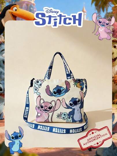 Disney 1 Túi đựng cơm trưa in hình Lilo & Stitch chính hãng, Túi xách tay hoạt hình dễ thương dành cho nữ, Túi đeo vai bằng vải canvas, Dây đeo vai có thể điều chỉnh, Túi đeo chéo cho nam/nữ/thanh thiếu niên/học sinh, Dùng để mua sắm/sử dụng hàng ngày/phụ kiện thời trang, Túi giữ lạnh hộp cơm trưa chống thấm nước dung tích lớn, Túi dã ngoại ngoài trời, Túi đựng cơm trưa cho nữ, Đồ dùng học tập, Đồ dùng cắm trại.