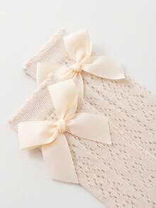 3双网眼蝴蝶结腿套，婴儿/幼儿袜，甜美公主风防蚊袜 - 彩色 - 查看 3