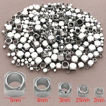 30 piezas de cuentas espaciadoras de cubo con baño de oro de 18K real, cuentas de metal de cubo sin esquinas, cuentas sueltas de latón para hacer joyas DIY, collares, pulseras con estilo de verano y Hawái, apilables