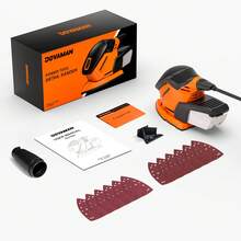 DOVAMAN Detail Sander, 1.1Amp Electric Sander W/Micro-Filter Dust Box, Aluminum Fan Blade, Copper Motor, Max No-Load Speed 12,000 RPM, 12PCS(80P/180P) Sanderpapers For Wood, Plastic, Metal - US A Type Plug(110-127V) - View 9