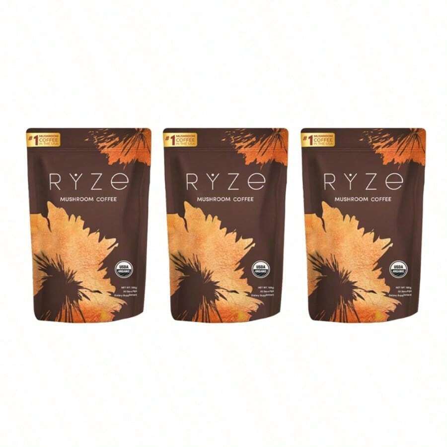 Mushroom Coffee USDA Organic With 6 Adaptogenic Mushrooms And MCT Oil, USA Grown Instant Coffee For Better Energy, Focus, Digestion, Immunity With Cordyceps, Lion's Mane, Turkey Tail, 30 Servings - 3pcs - View 1