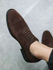 Men's Suede Formal Shoes, Versatile - Luxury Red Sole Fashion Lace-Up Oxfords, Suitable For Business And Daily Wear Black British Style Men's Formal/Business Dress Shoes, Suitable For Occasions Like Weddings Soft Derby Shoes For Men, Comfortable For Commuting, Work And Casual Wear Elegant Brand Name Shoes, Comfortable And Lightweight Wedding Shoes For Grooms Gentleman's Essential Moccasin Shoes For Galas And Parties In Spring Simple Solid Brown Summer Formal Dress Shoes - màu nâu - Xem 6