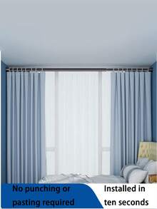 26.77in-113.78in Stainless Steel Adjustable Tension Rod, Curtain Rod, Wardrobe Rod, Shower Curtain Rod, Tension Rod, Drying Rack - No Drilling Required, Suitable For Bathroom, Window, RV, Living Room - Multicolor - View 8