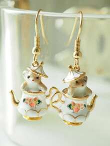 1 pereche cercei drăguți cu pandantiv pentru femei, pentru nuntă, logodnă, aniversare, bijuterii, cadou de Ziua Îndrăgostiților - 1# - Vizualizare 1