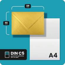 Netuno 20 Umschläge Perlmutt Gold DIN C5 16,2 x 22,9 cm 120g elegante schimmernde Briefumschläge glänzend Perlmutteffekt für Hochzeitskarten Einladungen Briefhüllen metallic gold envelope c5-3174 - 36GoldPerlmutt - Übersicht 3